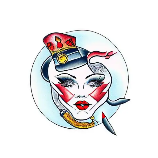 open red lips only tattoo design idea