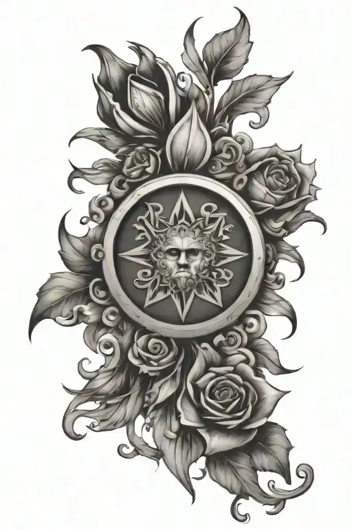 soleil et initiales F S A J incorporated tattoo design idea