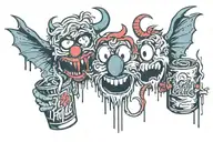 devil elmo cocaine sniffing coke with Lucifer going in straw  tattoo design idea