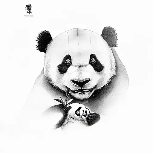 panda with a butterfly on its nose tattoo design idea