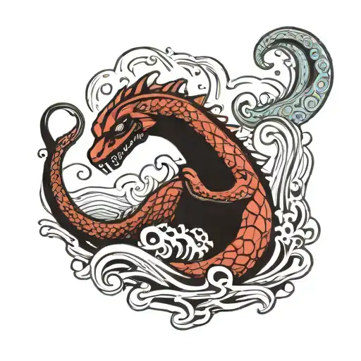 loch ness monster tattoo design idea