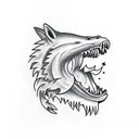 horse eating a wolf eating a salmon tattoo design idea