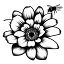 Gerbera with a bee tattoo design idea