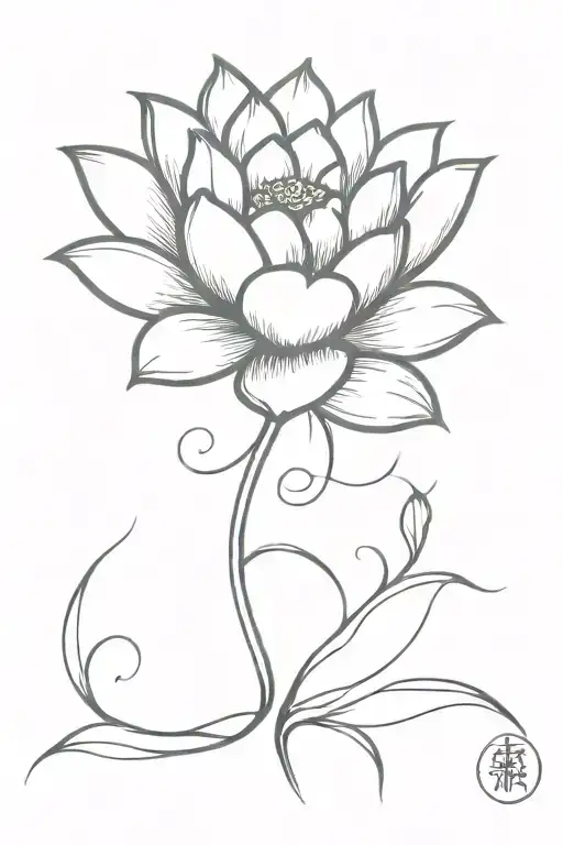 lotus flower with infinitety cross stem  tattoo design idea