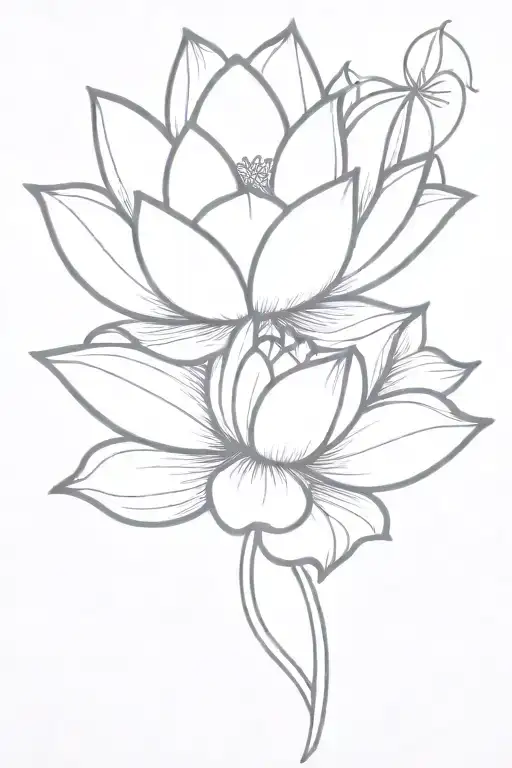 lotus flower with infinitety cross stem  tattoo design idea