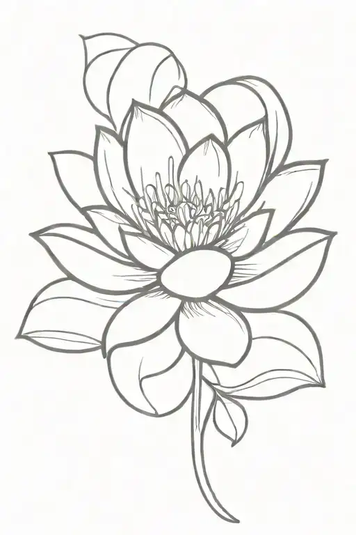 lotus flower with cross stem  tattoo design idea