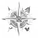 arrow clock compass tattoo design idea
