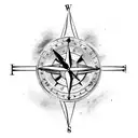 arrow clock compass tattoo design idea