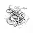 kraken, Poseidon, ocean, lightning  tattoo design idea