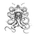 kraken, Poseidon, ocean, lightning  tattoo design idea