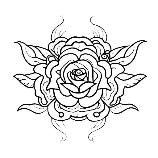 daga con flores chinas tattoo design idea