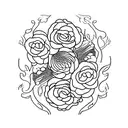 daga, flores chinas tattoo design idea