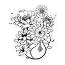 daga, flores chinas tattoo design idea