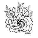 daga, flores chinas tattoo design idea