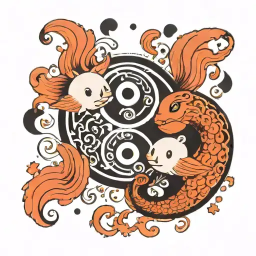 cute, ying yang, two ghosts tattoo design idea