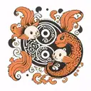 cute, ying yang, two ghosts tattoo design idea