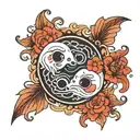 cute, ying yang, two ghosts tattoo design idea