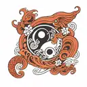 cute, ying yang, two ghosts tattoo design idea