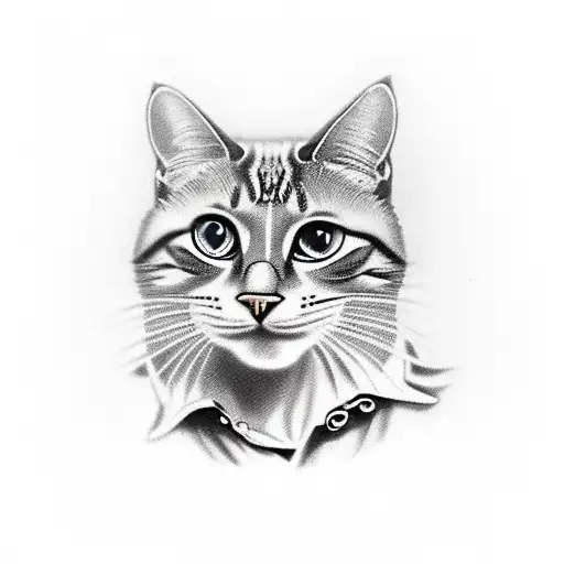 A vintage car cruising through an Irish countryside with a cat as the driver tattoo design idea