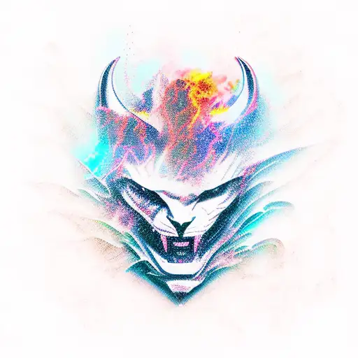 A fierce heavy metal guitar shredding through a scenic landscape tattoo design idea