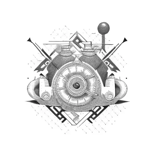 old hoe agricultural tool tattoo design idea