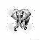 marigold mirror effect , elephant, stars, clouds, butterflies  tattoo design idea