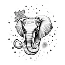 flowers, elephant, stars, clouds, butterflies  tattoo design idea