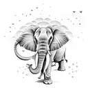 flowers, elephant, stars, clouds, butterflies  tattoo design idea