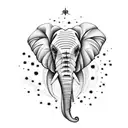 flowers, elephant, stars, clouds, butterflies  tattoo design idea