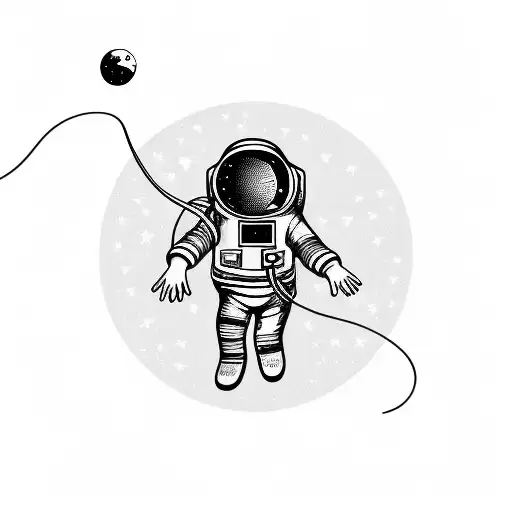 an astronaut floating with a broken tether tattoo design idea