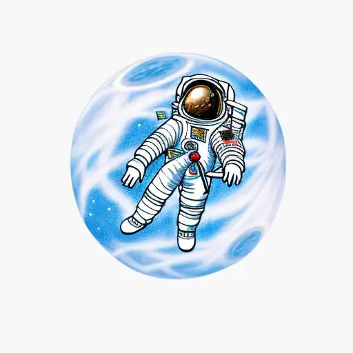 an astronaut with arms and legs splayed who has just whose tether has just broken and is floating in space tattoo design idea