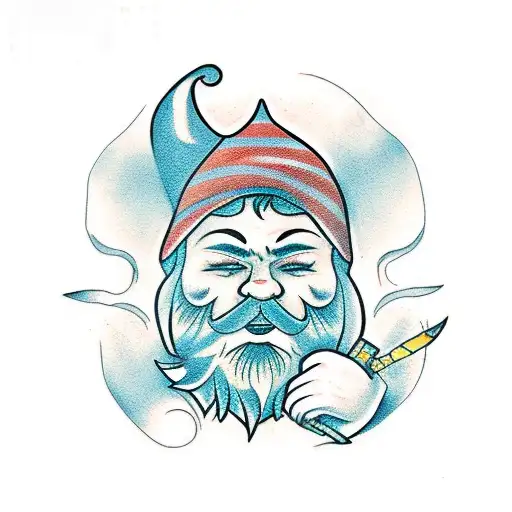 psychopathic garden gnome tattoo design idea