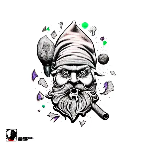 psychopathic garden gnome tattoo design idea