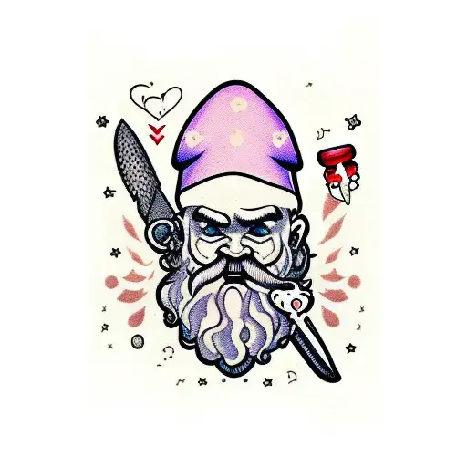 psychopathic garden gnome tattoo design idea