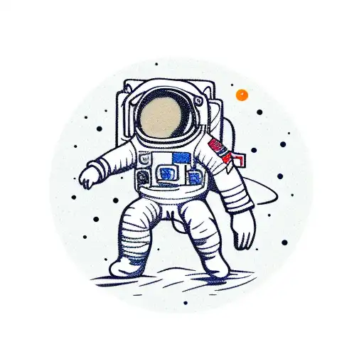 an astronaut with arms and legs splayed who has just whose tether has just broken and is floating in space tattoo design idea