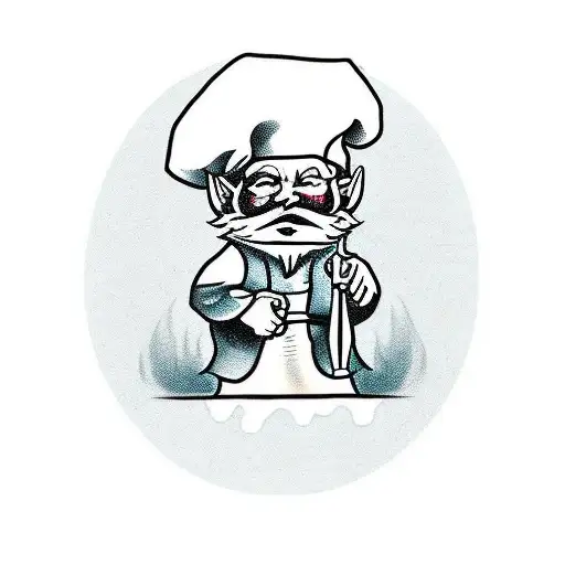 an evil garden gnome holding a bloody knife tattoo design idea