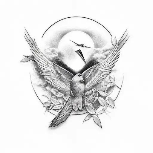 a bird being dissected tattoo design idea