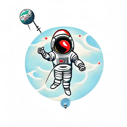 an astronaut floating with a broken tether tattoo design idea