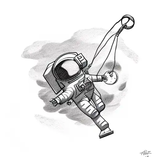 an astronaut floating with a broken tether tattoo design idea