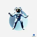 a detailed astronaut floating against a white background, arms and legs splayed with tether has just broken tattoo design idea