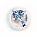 a photorealistic astronaut reaching out, floating against a white background tattoo design idea