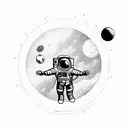 an astronaut with arms and legs splayed who has just whose tether has just broken and is floating in space tattoo design idea
