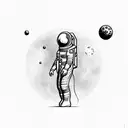 an astronaut with arms and legs splayed who has just whose tether has just broken and is floating in space tattoo design idea
