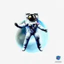 a detailed astronaut floating against a white background, arms and legs splayed with tether has just broken tattoo design idea