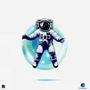 a detailed astronaut floating against a white background, arms and legs splayed with tether has just broken tattoo design idea