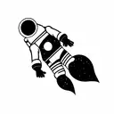 an astronaut with arms and legs splayed  that has just been cut from the spaceship floating alone in space tattoo design idea