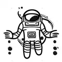 an astronaut with arms and legs splayed  that has just been cut from the spaceship floating alone in space tattoo design idea