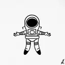 an astronaut with arms and legs splayed  that has just been cut from the spaceship floating alone in space tattoo design idea