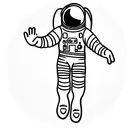 an astronaut with arms and legs splayed  that has just been cut from the spaceship floating alone in space tattoo design idea