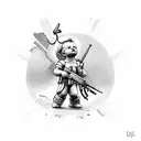 baby cupid with an AK-47 tattoo design idea